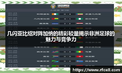 几闪亚比绍对阵加纳的精彩较量揭示非洲足球的魅力与竞争力